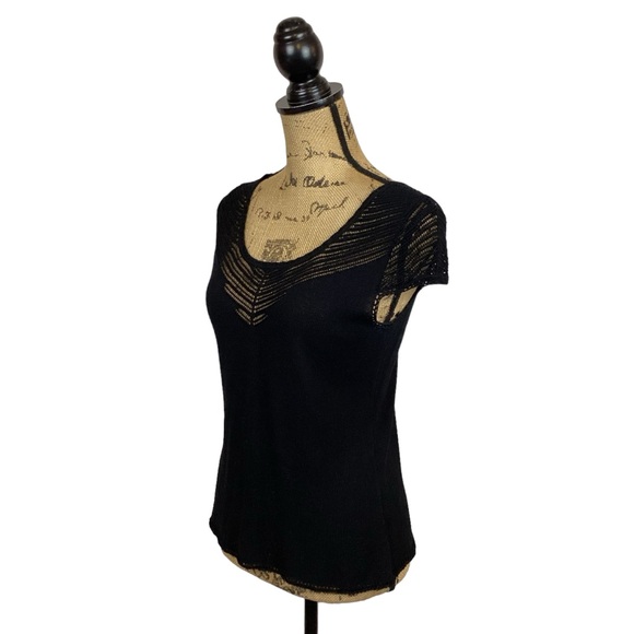 Sigrid Olsen Cap-Sleeve Lace Top Black - Picture 3 of 9